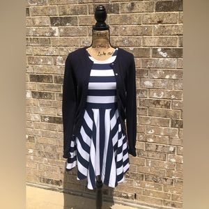 Polo by Ralph Lauren Girls Dress with Navy Blue Cardigan